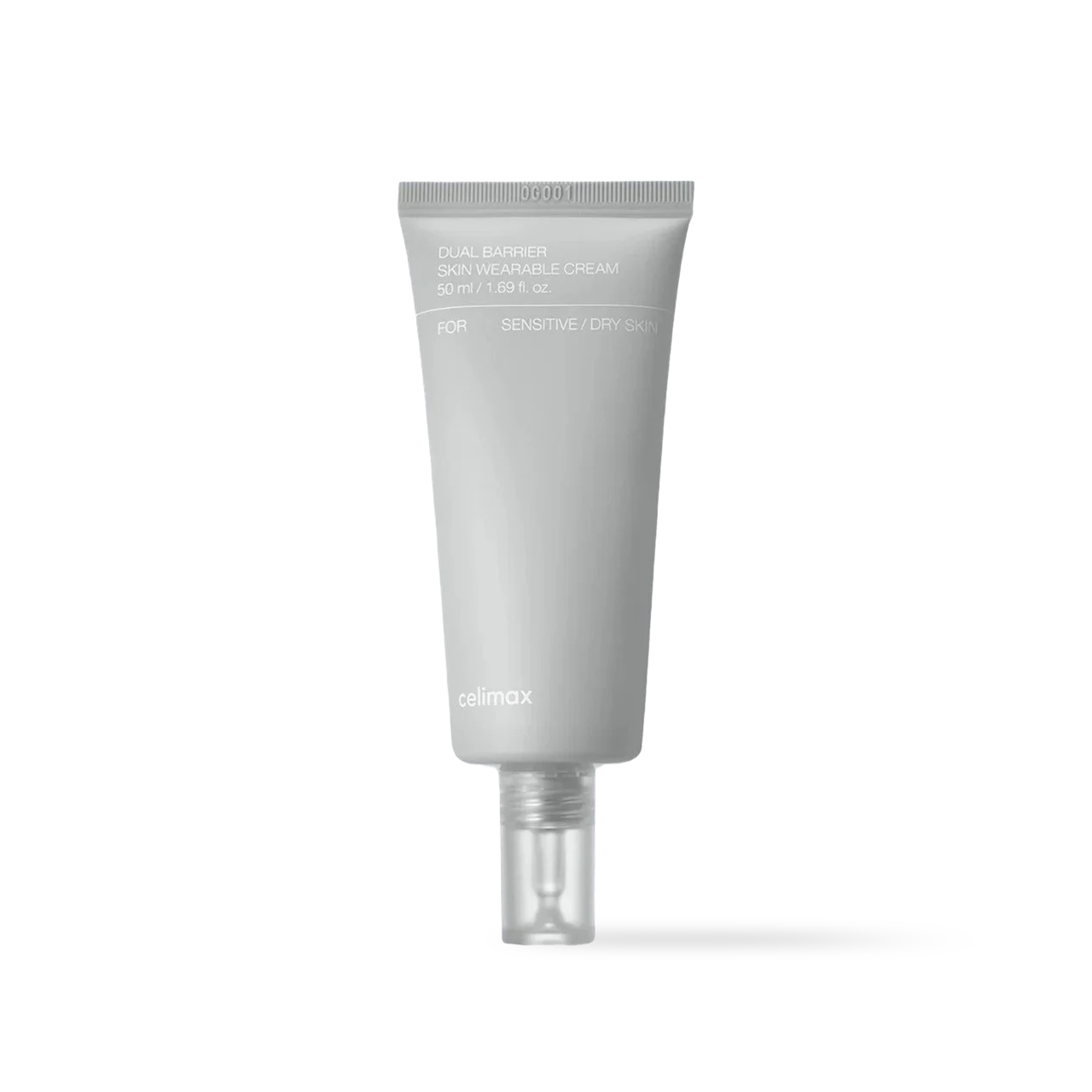 Celimax Dual Barrier Skin Wearable Cream in a white squeeze tube with a minimalist blue and black label design