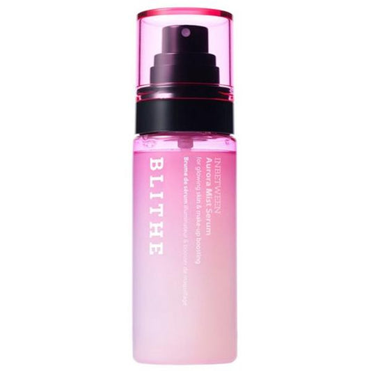 Blithe Inbetween Aurora Mist Serum in a 75ml pink gradient spray bottle
