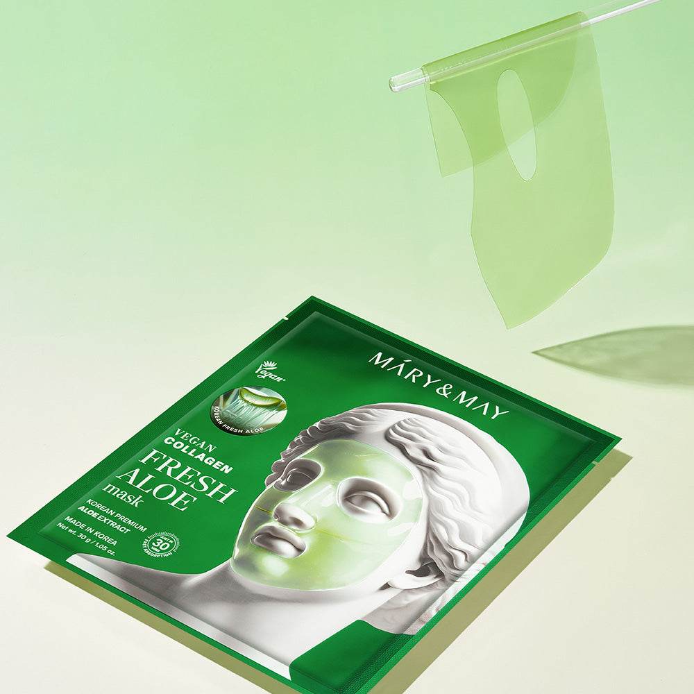 Mary&May Vegan Collagen Fresh Aloe Mask (30g x4) - Kbeauty.sale