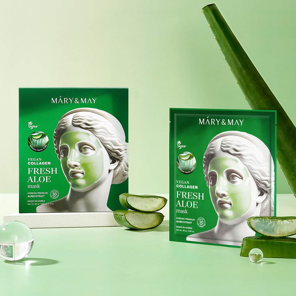 Mary&May Vegan Collagen Fresh Aloe Mask (30g x4) - Kbeauty.sale