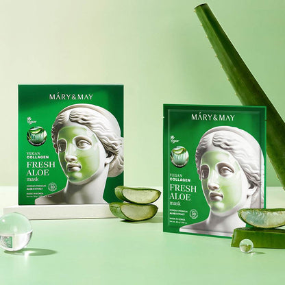 Mary&May Vegan Collagen Fresh Aloe Mask (30g x4) - Kbeauty.sale