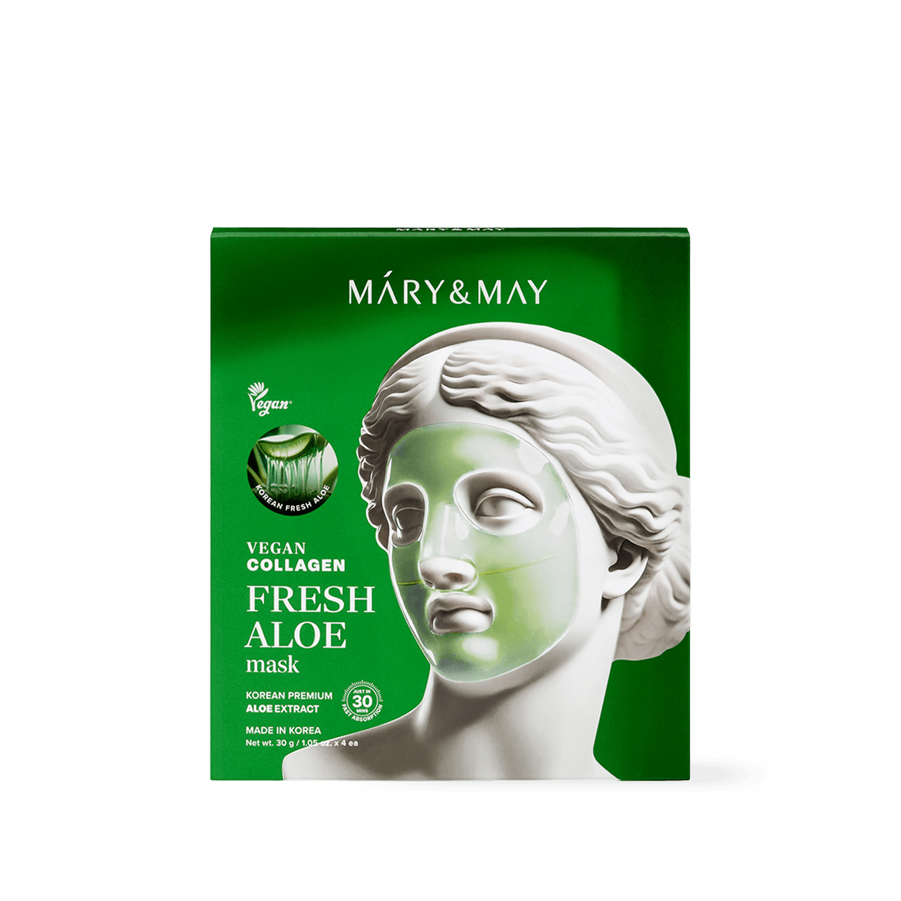Mary&May Vegan Collagen Fresh Aloe Mask (30g x4) - Kbeauty.sale