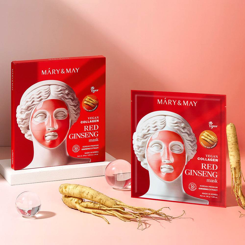 Mary&May Vegan Collagen Red Ginseng Mask (30g x4) - Kbeauty.sale