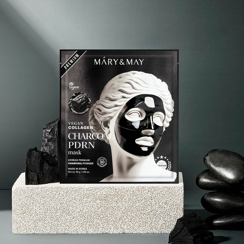 Mary&May Vegan Collagen Charcoal PDRN Mask (30g x4) - Kbeauty.sale