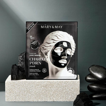Mary&May Vegan Collagen Charcoal PDRN Mask (30g x4) - Kbeauty.sale