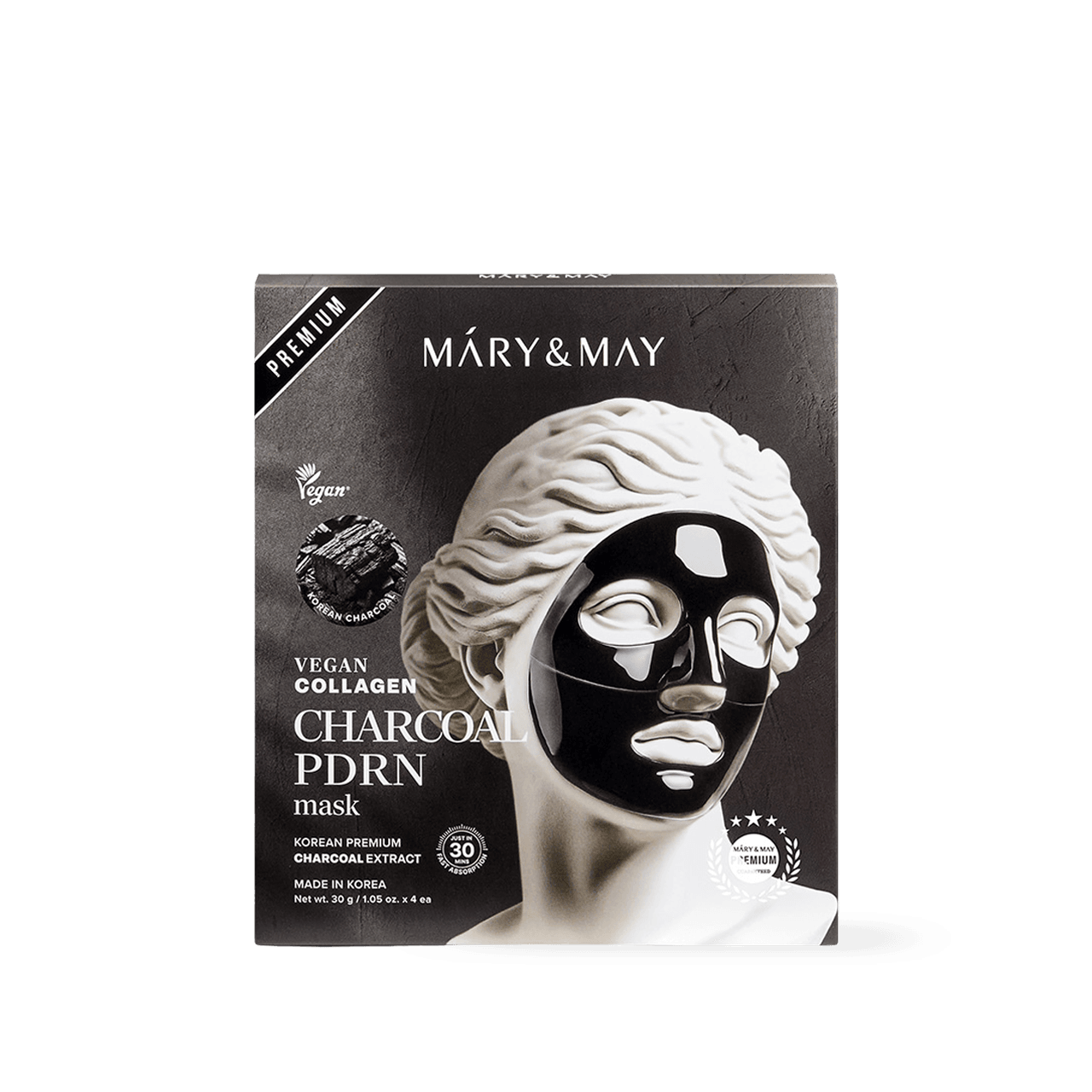Mary&May Vegan Collagen Charcoal PDRN Mask (30g x4) - Kbeauty.sale