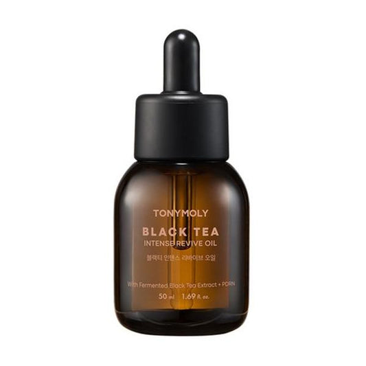 TONYMOLY The Black Tea London Classic Oil in an amber bottle with a dropper cap