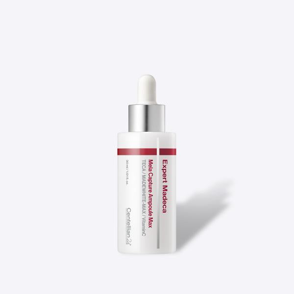 Centellian24 Expert Madeca Mela Capture Ampoule Max 30ml in a white and gold dropper bottle