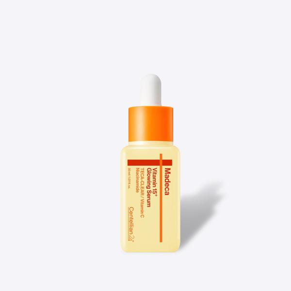 Centellian24 Madeca Vitamin 15+ Glowing Serum in a 30ml dropper bottle