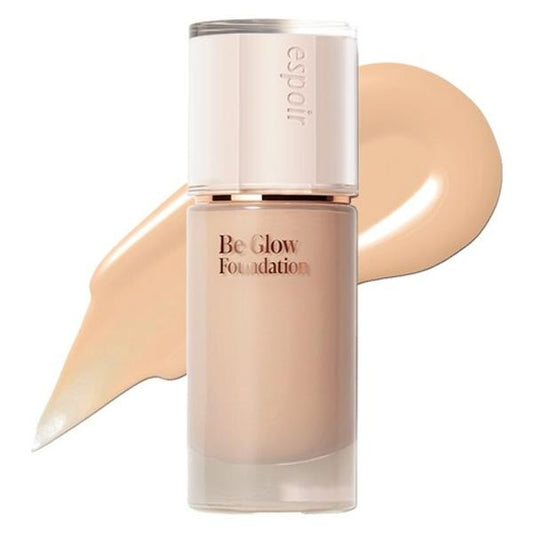 Espoir Be Glow Foundation in 23C Cool Beige 30g liquid in a sleek glass bottle