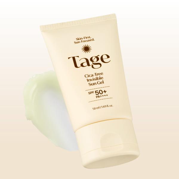 Tage Cica-Tree Invisible Sun Gel in green and white 50ml tube