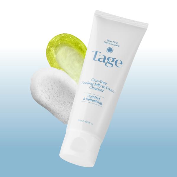 Tage Cica-Tree Cooling Jelly to Foam Cleanser in green tube