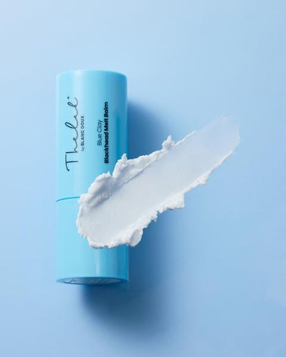 The Lab by Blanc Doux BlueClay blackhead melting balm in a blue twist-up stick