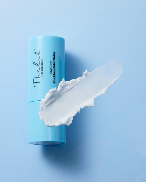 The Lab by Blanc Doux BlueClay blackhead melting balm in a blue twist-up stick