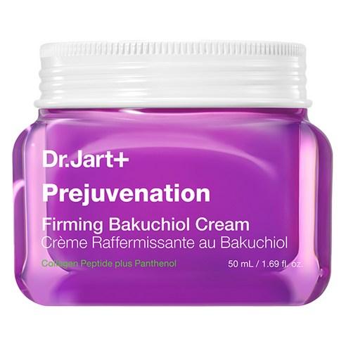 Dr.Jart+ Prejuvenation Firming Bakuchiol Cream in a white and purple jar with a silver screw-top lid