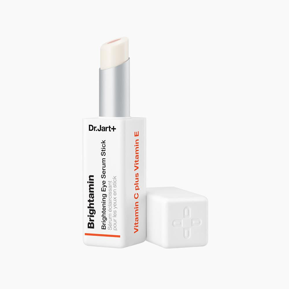 Dr.Jart+ Britamine Brightening Eye Serum Stick in a yellow and silver twist-up tube packaging