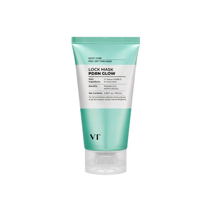 VT Cosmetics Glow Lock Mask in a white squeeze tube with a glossy pink and silver holographic label design
