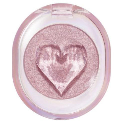 Etude House Shooting Beam Highlighter Pink Heart Jewel featuring a heart shaped compact with iridescent pink powder