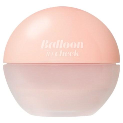 Etude House Balloon in Cheek Bebe Yogurt, soft peach powder blush in a round compact with a heart embossed pattern
