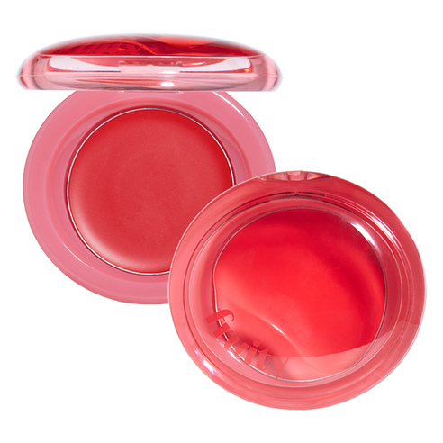 Etude House Fruity Lip and Cheek Blur Balm in Red Tomato, a vibrant red cream pot with a soft matte finish
