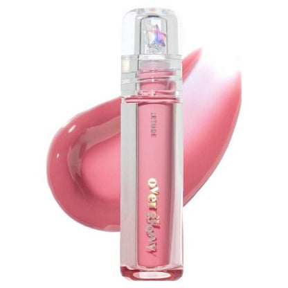 Etude House Over Glowy Gloss in Pink Marshmallow, a sheer pink lip gloss in a clear tube with a silver cap