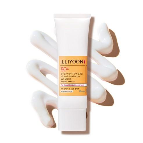 Illiyoon Mineral Skin Barrier Sun Cream in a white squeeze tube with a blue cap and minimalist blue text labels