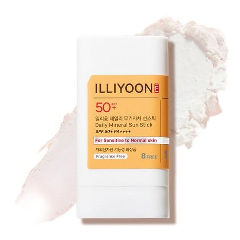 Illiyoon Daily Mineral Sun Stick in a light blue and white twist-up tube with a solid white balm core