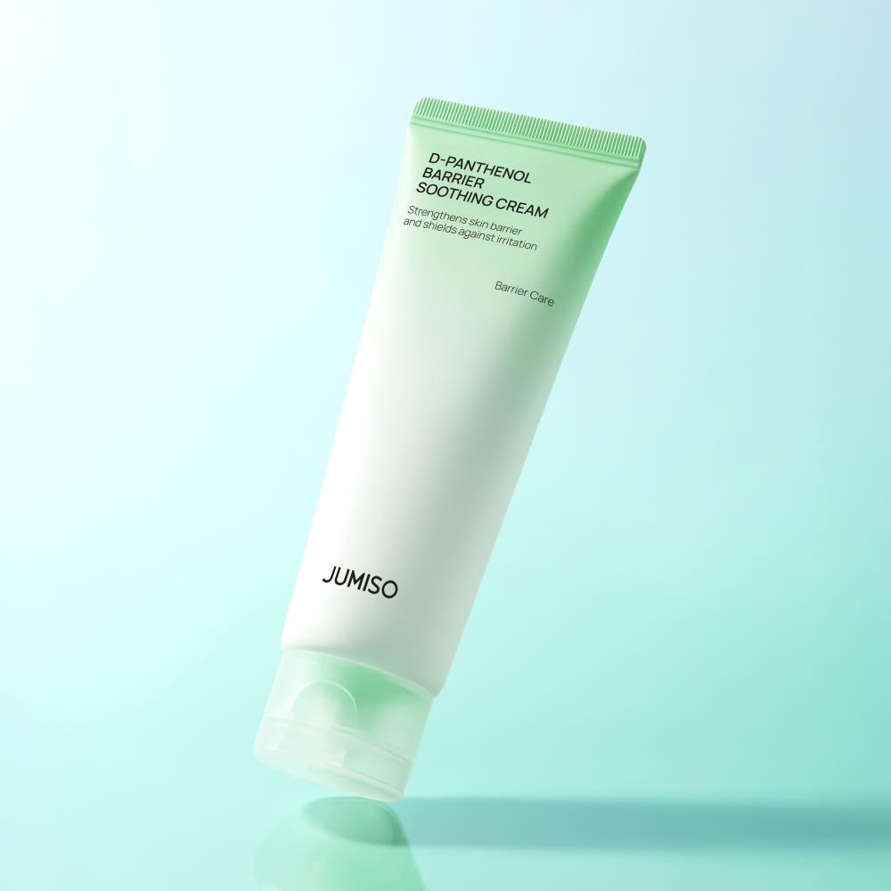 Jumiso D-Panthenol Barrier Soothing Cream in a white squeeze tube with minimalist black and orange text