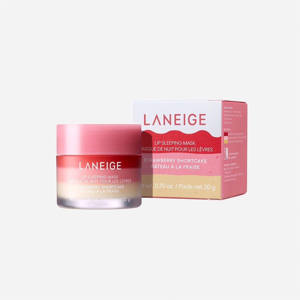 Laneige Lip Sleeping Mask Strawberry in a signature pink jar with a matching screw-on lid