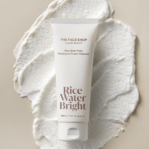The Face Shop RICE WATER BRIGHT Rice Bran Pore Peeling to Foaming Cleanser 150g