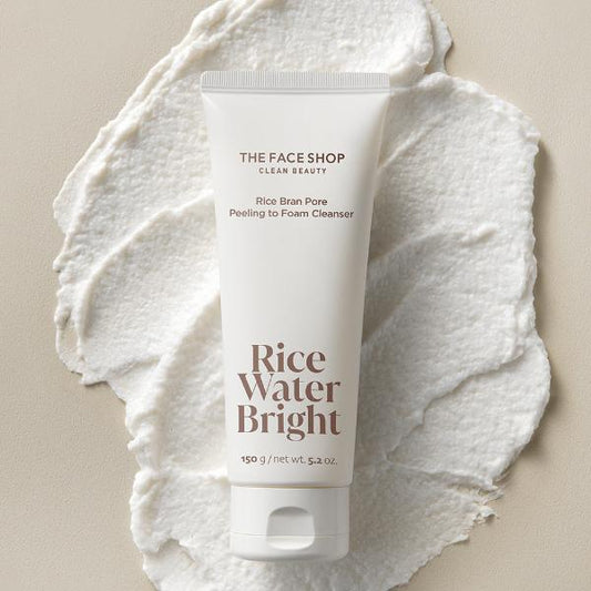 The Face Shop RICE WATER BRIGHT Rice Bran Pore Peeling to Foaming Cleanser 150g