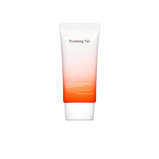 Pyunkang Yul Radiance Tone-up Moisturizer in a white tube with a silver cap and minimalist blue text label