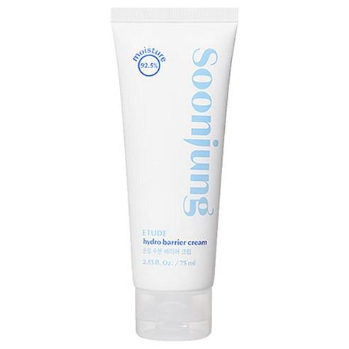 Etude House Soonjung Hydro Barrier Cream in a white and blue jar with a clear gel-cream texture