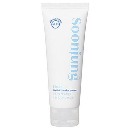 Etude House Soonjung Hydro Barrier Cream in a white and blue jar with a clear gel-cream texture