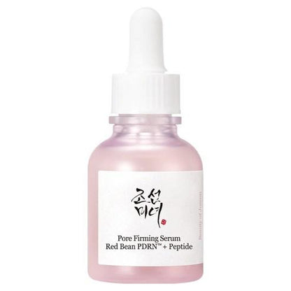 Beauty of Joseon Red Bean PDRN Peptide Pore Firming Serum in a clear glass bottle with a white dropper cap