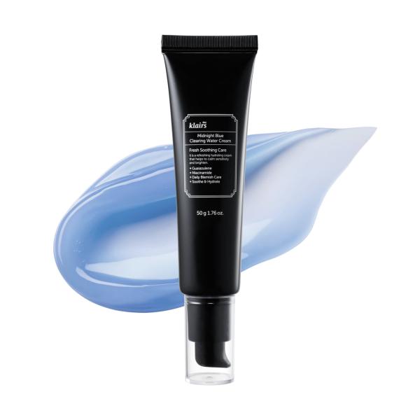 Dear Klairs Midnight Blue Clearing Water Cream in a blue jar
