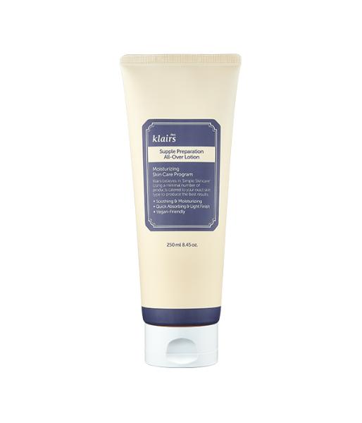 Dear Klairs Supple Preparation All-Over Lotion in a white pump bottle