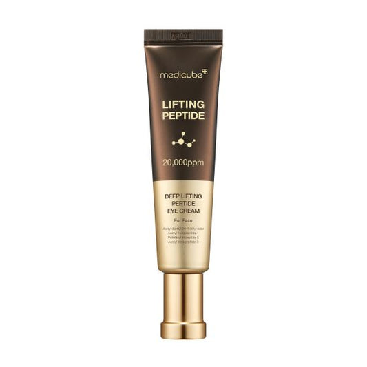 Medicube Deep Lifting Peptide Eye Cream for Face in white tube packaging