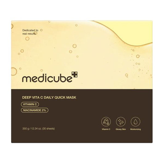 Medicube Deep Vita C Daily Quick Mask jar in bright yellow packaging