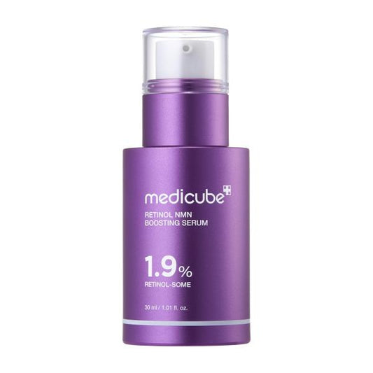 Medicube Retinol Boosting Serum 30ml in a sleek pink pump bottle
