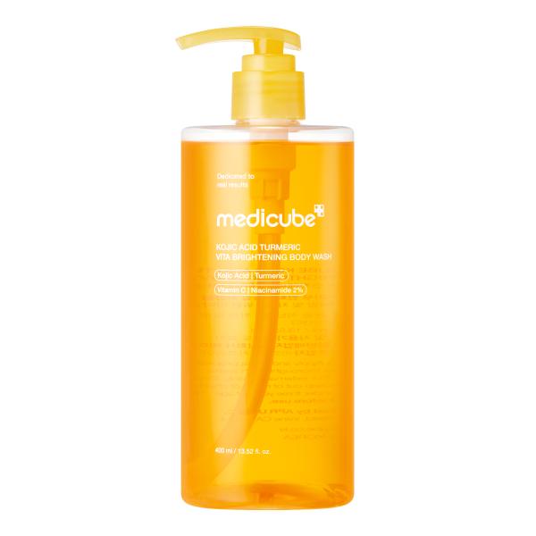 Medicube Kojic Acid Turmeric Vita Brightening Body Wash in a 400ml orange pump bottle
