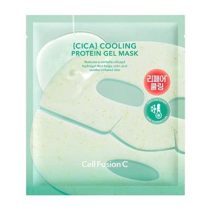 CellFusionC Cica Cooling Protein Gel Mask in green and white packaging