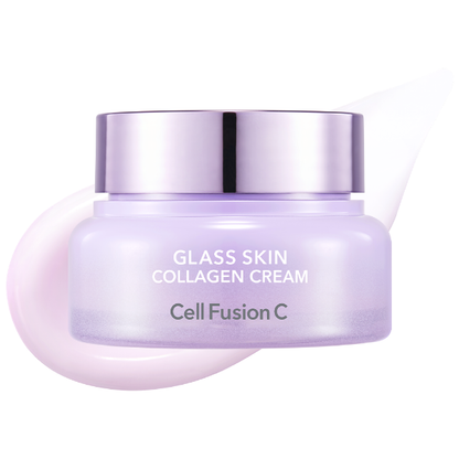CellFusionC Glass Skin Collagen Cream in a pink jar