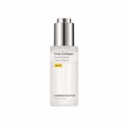 Sungboon Editor Deep Collagen Power Boosting Cream In Serum in a 35ml pink pump bottle