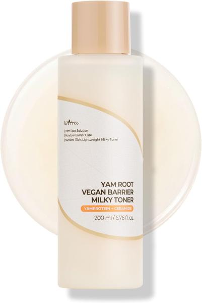 Isntree Yam Root Vegan Barrier Milk Toner in a 200ml beige bottle