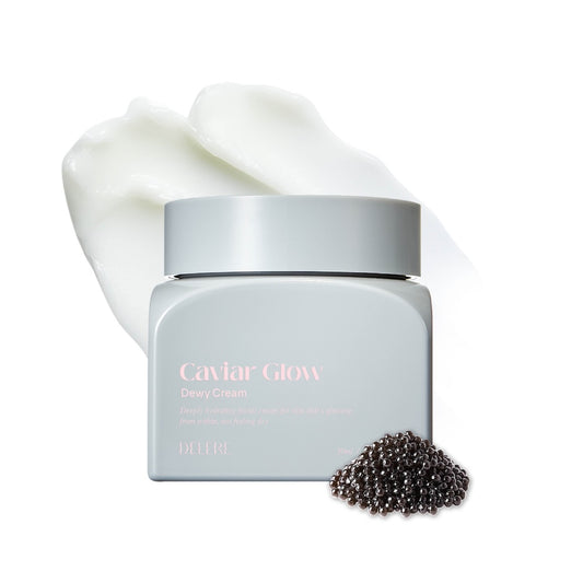 DELERE CAVIAR GLOW Dewy Cream 50g in a sleek white jar
