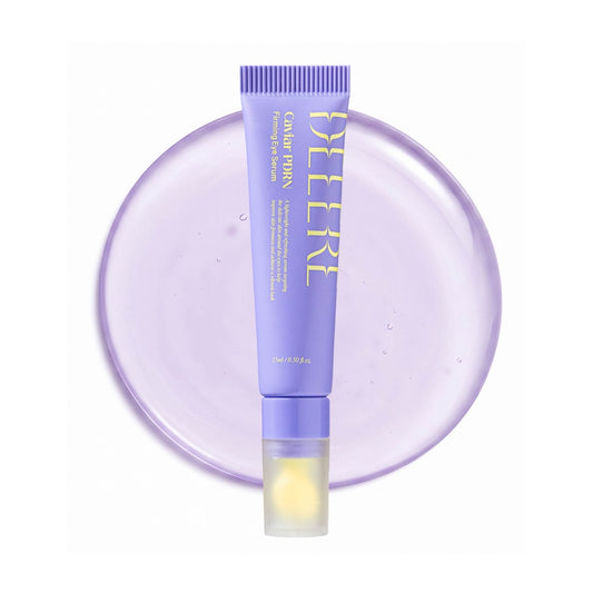 Delere Caviar Pdrn firming eye serum in a 15ml sleek pump bottle