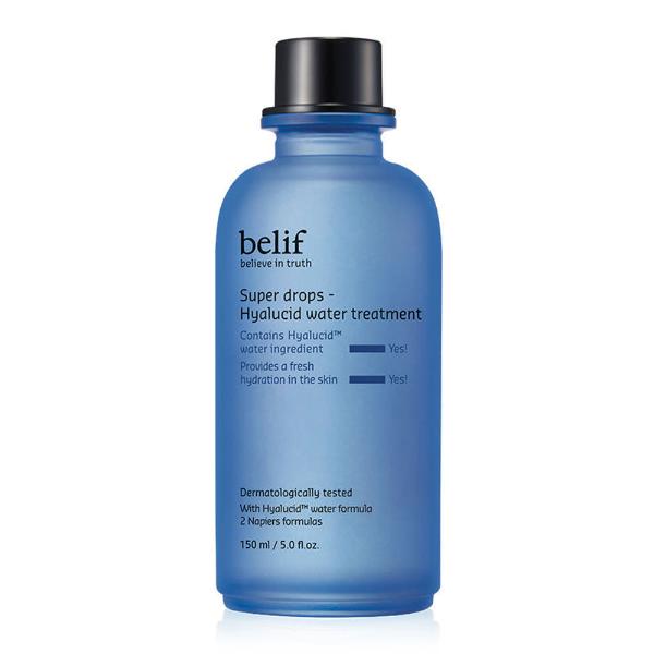 Belif Super Drops Hyalucid Water Treatment in a 150ml clear blue bottle
