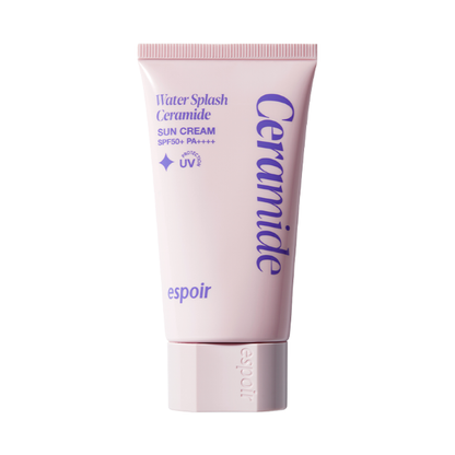 Espoir Water Splash Sun Cream Ceramide in a 50ml soft peach tube