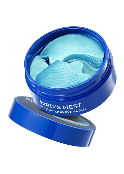 SNP Birds Nest Moisturizing Eye Patch 60 count jar with aqua blue hydrogel patches